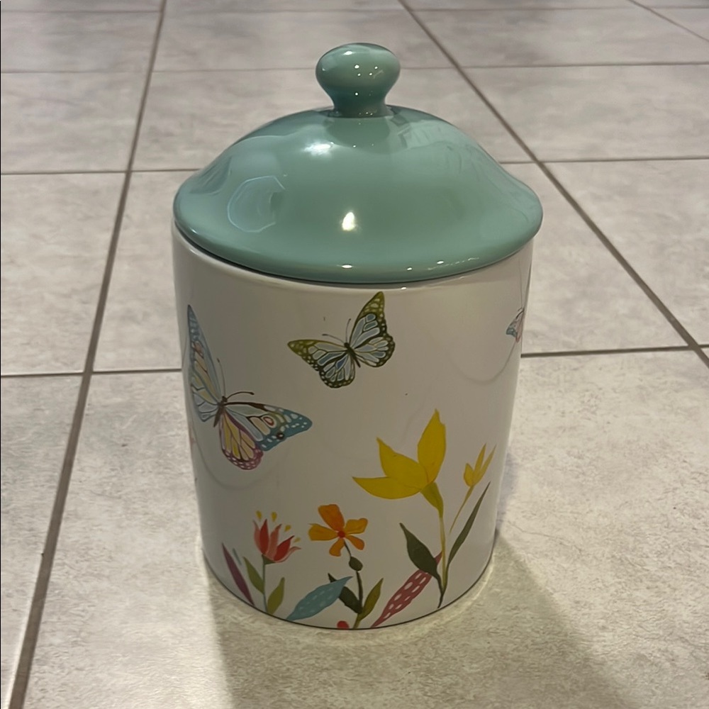 Butterfly Floral Ceramic Jar with Lid